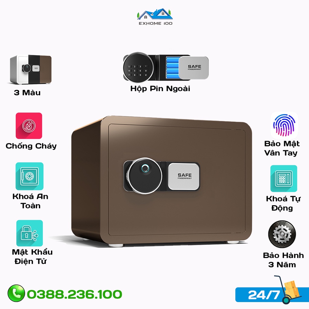 Két sắt mini thông minh khoá vân tay, khóa số cao cấp, két sắt mini thông minh nhỏ gọn cho gia đình, két sắt chống cháy