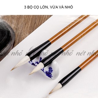 Bộ 3 Bút Lông Bạch Vân , Cọ Vẽ Thư Pháp