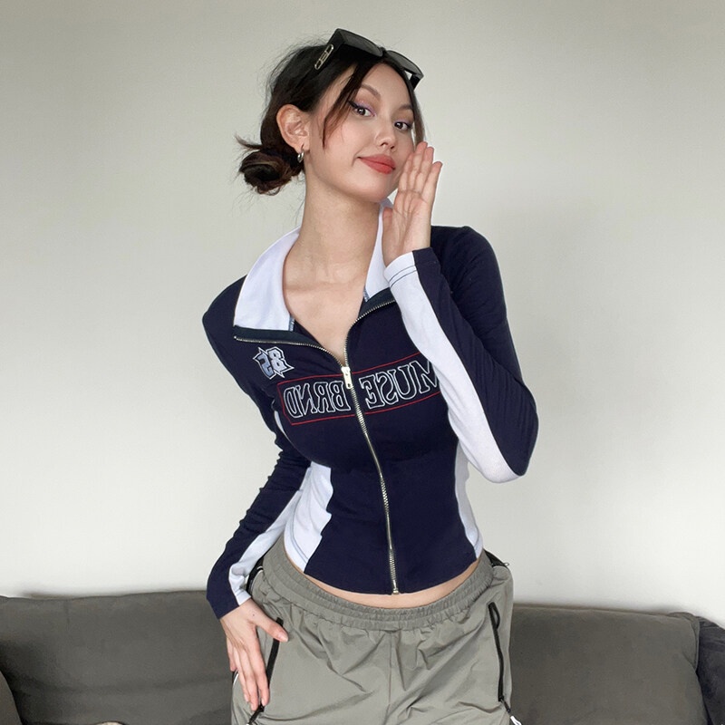 Áo khoác WEIRD PUSS khóa kéo in chữ thời trang hip hop đường phố thời trang cá tính