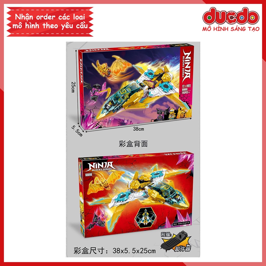 7010 - ZIMO 60099 Lắp ghép Ninjago Phi cơ rồng vàng của Zane - Xếp hình Mô hình Ninja Zane's Golden Dragon Jet 71770