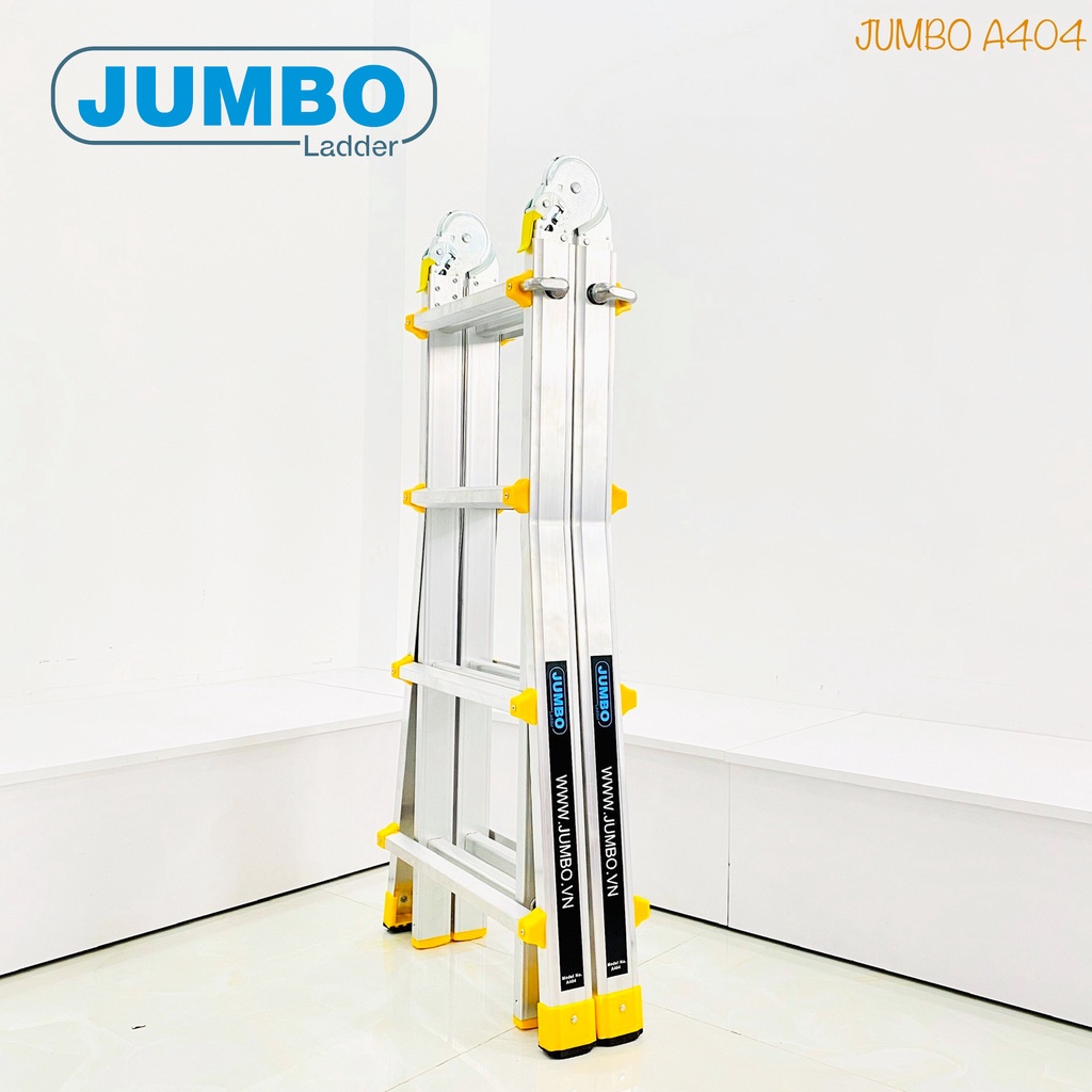 Thang nhôm rút lồng JUMBO A404 - Chữ A cao nhất 1.9m, chữ I cao nhất 4.0m, tải trọng 300kg