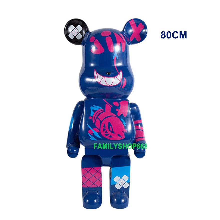 Tượng gấu Bearbrick LOL Jinx League Cao Cấp 50cm - 80cm 1000% cỡ lớn size to Mô Hình Bear brick Trang Trí Decor
