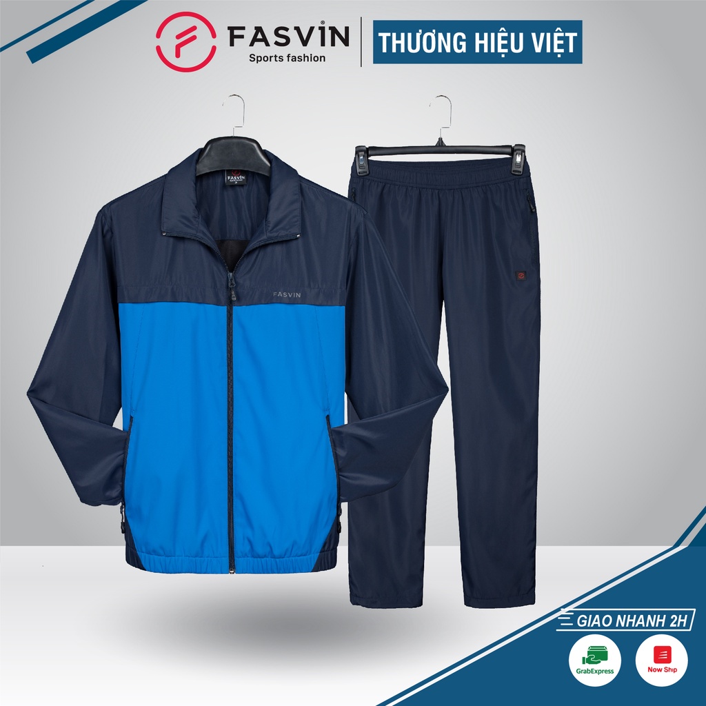 Bộ Quần Áo Gió Thể Thao Nam FASVIN BD22535.HN 02 Lớp Lót Thun Dày Dặn Ấm Áp Chất Vải Và Phom Dáng Rất Đẹp