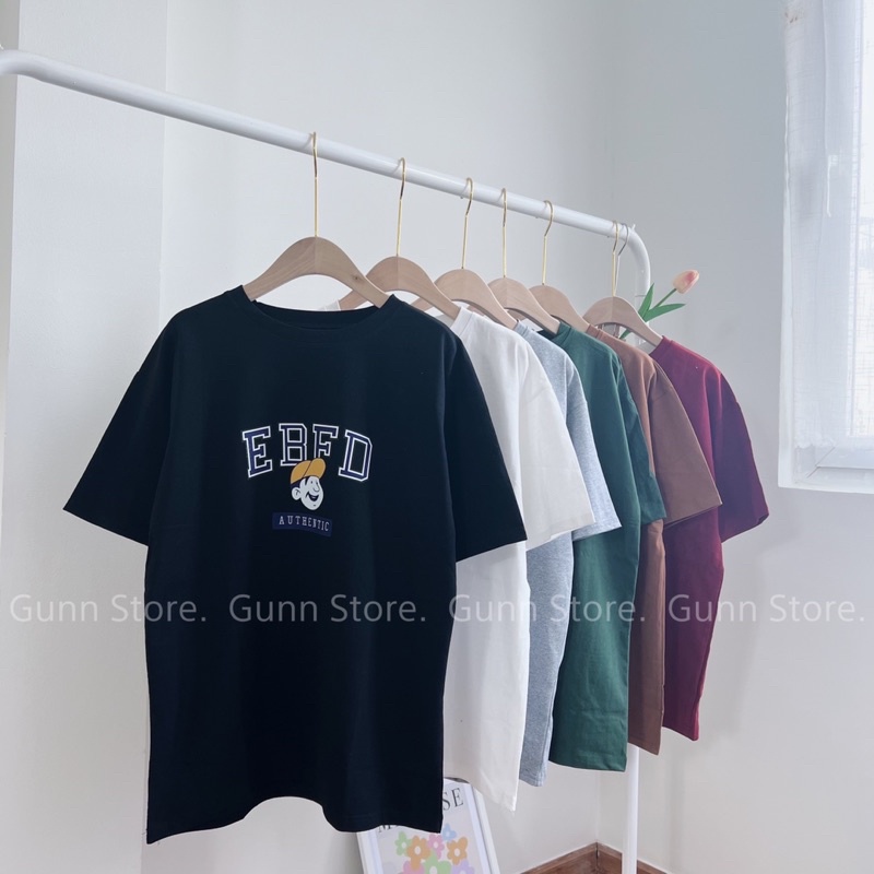 Áo Thun 3158 In Chữ EBFD Form Rộng Unisex Chất Cotton Khô Loại 1, Thoáng Mát, Thấm Hút Mồ Hôi - GUNN