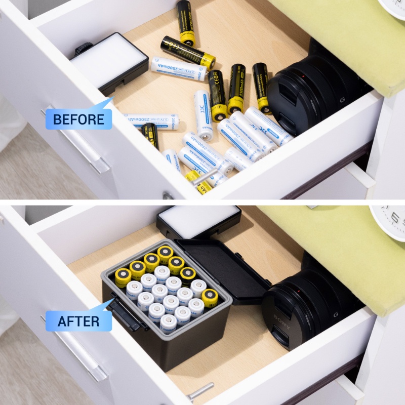 Hộp đựng pin 18650 JJC sức chứa lớn 20 ngăn theo chiều dọc tiện lợi