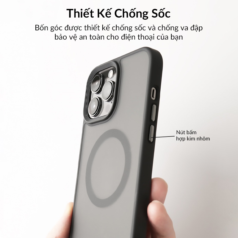 Ốp Hỗ Trợ Sạc Không Dây Likgus Mặt Lưng Nhám Chống Bám Vân Tay Bảo Vệ Camera Cho IP14 Pro Max 13 Pro Max Njoyshop
