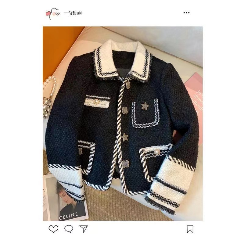 Xiaoxiang Áo Khoác Tweed Cao Cấp Phối Màu Tương Phản Thời Trang Mùa Thu 2022 Cho Nữ