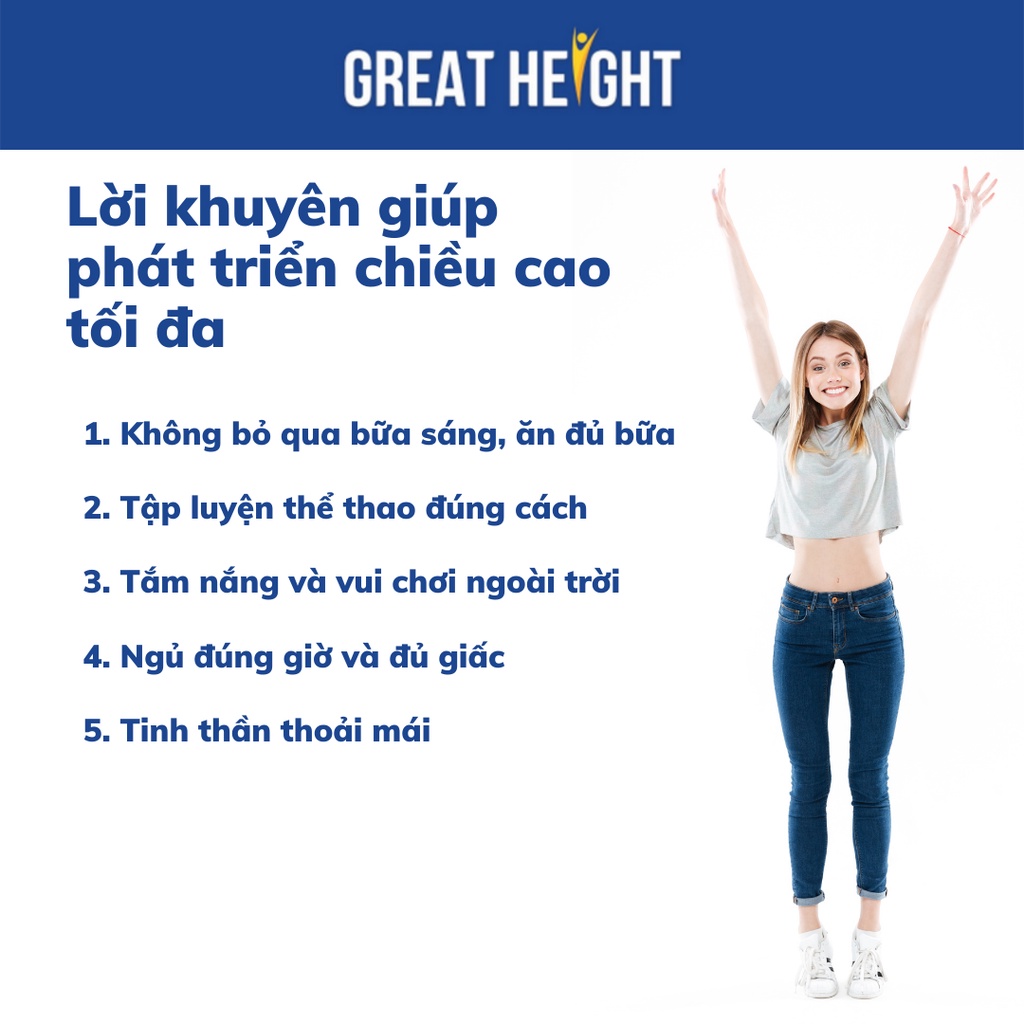 [Combo 2 tặng 1] Hộp viên uống tăng chiều cao cho trẻ Great Height Two - Bổ sung canxi, giúp tăng chiều cao