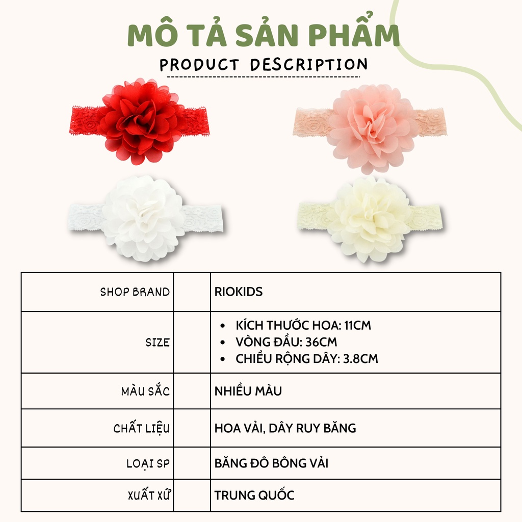 Băng đô turban ren hoa vải xinh xắn cho bé gái RIOKIDS PKT7