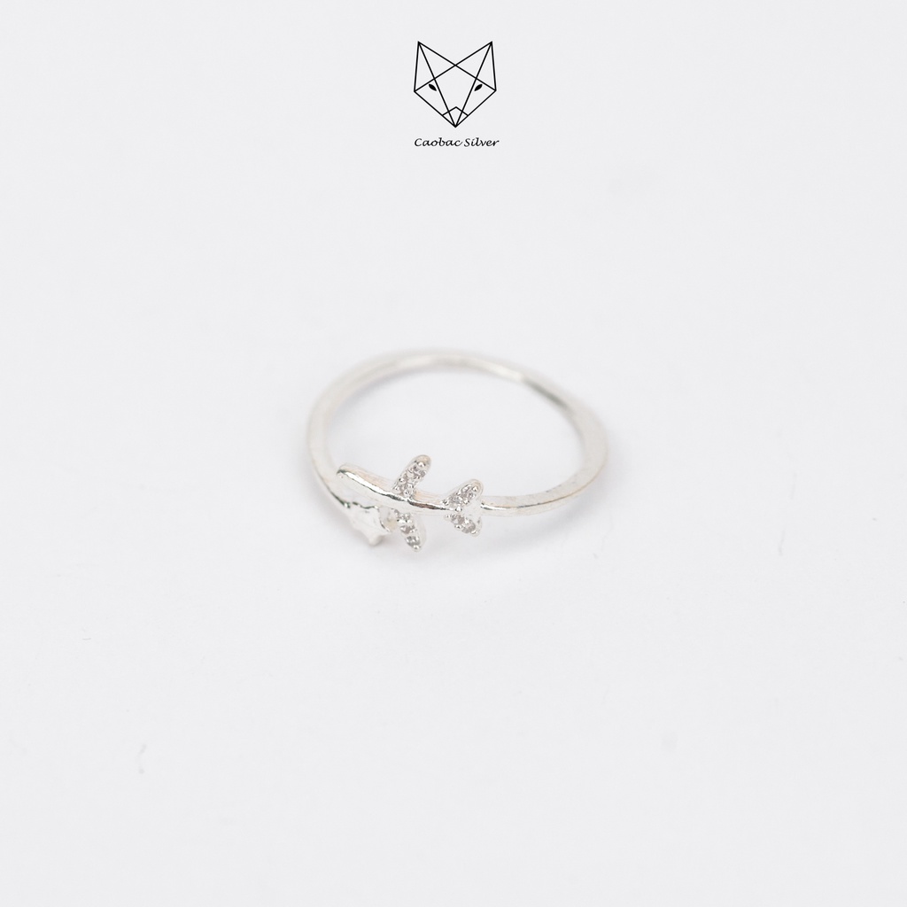 Nhẫn Bạc Ta CaoBac Silver Dạng Hở Thiết Kế Hình Máy Bay Hoạ Tiết Ngôi Sao Nhẹ Nhàng Lấp Lánh Quà Tặng Cho Bạn Gái