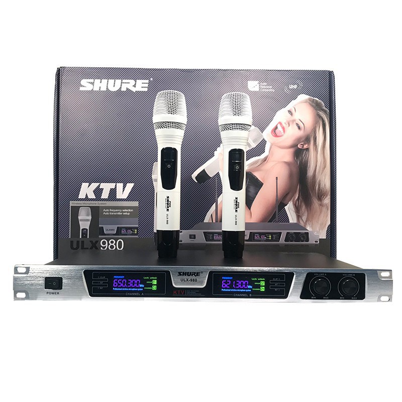 Bộ 2 Mic Không Dây Shure ULX980 Cao Cấp, Âm Thanh Rất Trong, Trầm Và Ấm Không Bị Rè Méo Tiếng Và Hú,Cực Nhạy-BH 12 THÁNG