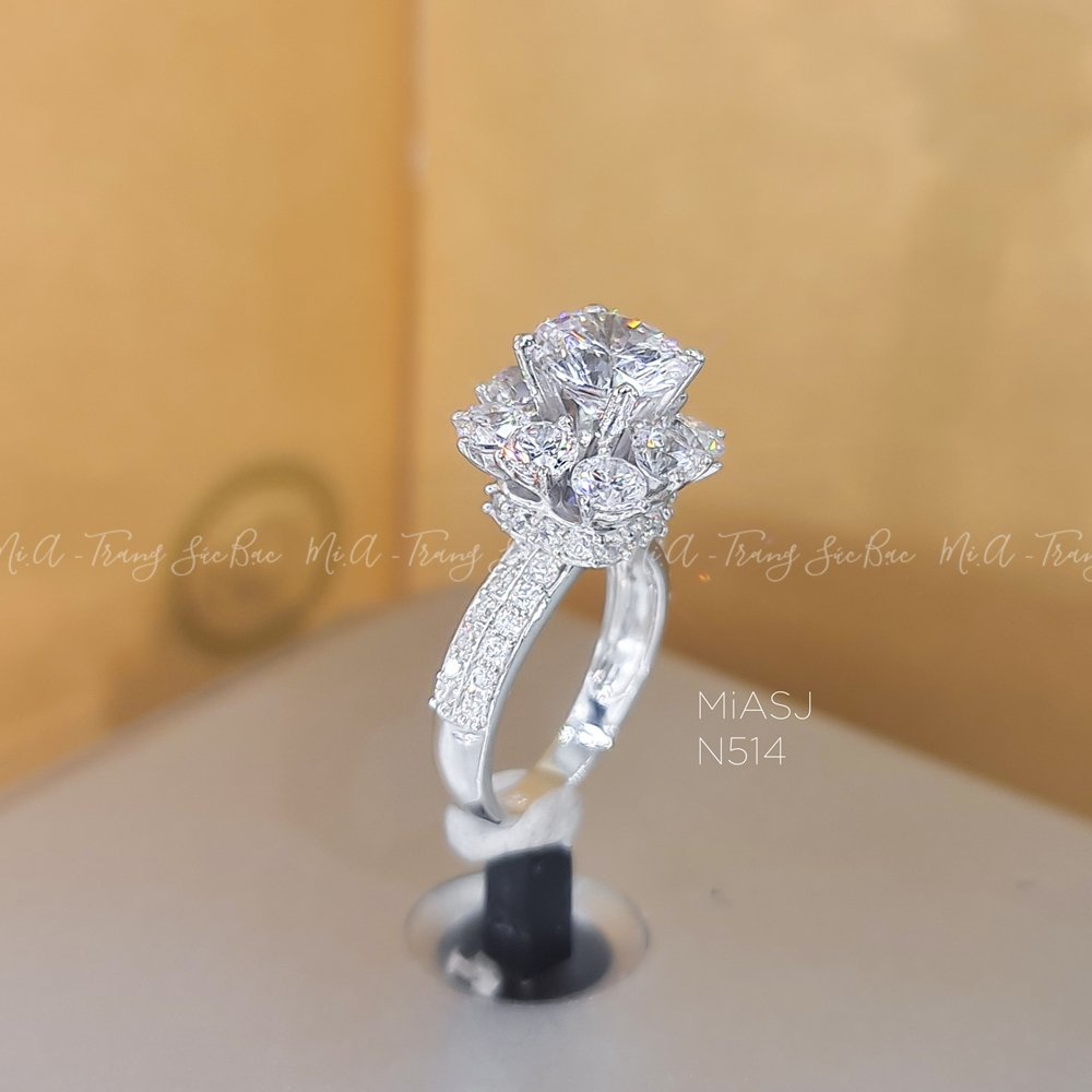 Nhẫn nữ bạc Ý S925 MiASJ N514 nạm đá cao cấp, sang trọng, lung linh
