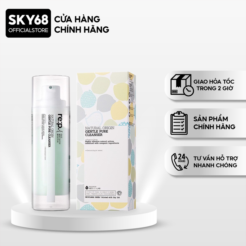 Sữa Rửa Mặt Dạng Gel Dịu Nhẹ Cho Da Nhạy Cảm Re:p Natural Origin Gentle Pure Cleanser 100ml
