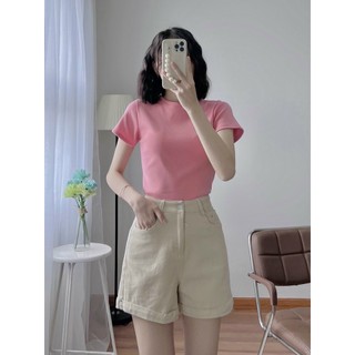 Áo thun nữ form rộng Guguno cotton cổ tròn in basic
