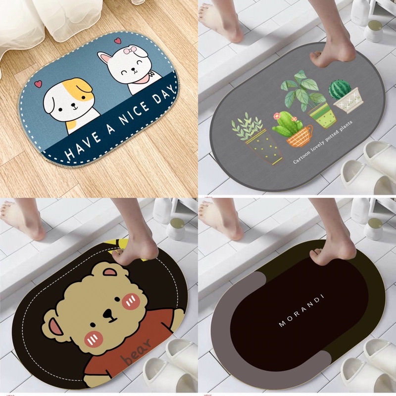 Thảm Lau Chân 3D Siêu Thấm Cực Đẹp, Chống Trơn Trượt Cho Phòng Tắm, Phòng Bếp, Phòng Khách 40x60cm