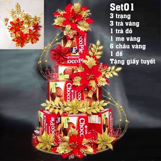 Phụ kiện trang trí tháp bia, bánh, nước ngọt, giỏ trái cây cho ngày Tết - không bao gồm bia, bánh, nước ngọt-set01