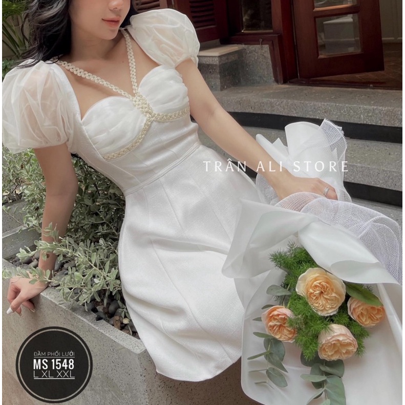 Bigsize Đầm chéo ngực đính ngọc thiết kế đi tiệc 55-95kg