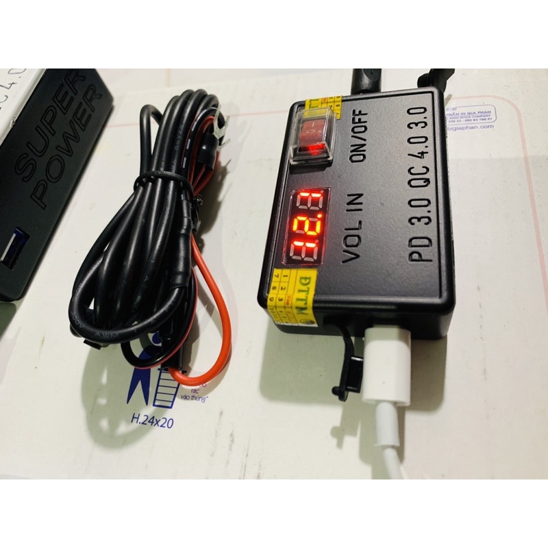 Sạc điện thoại trên xe máy sạc nhanh QC 3.0 48W -Pd54W, 2 cổng sạc dòng xã 5V3A, 9V3A,12v1.5a, 12V2A
