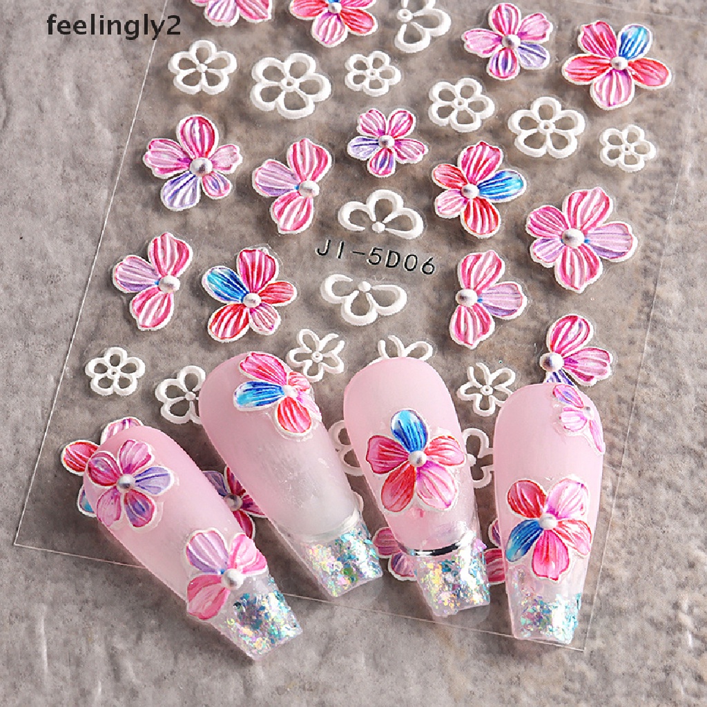 Miếng Dán Trang Trí Móng Tay 5D Bằng Acrylic Họa Tiết Hình Học Độc Đáo