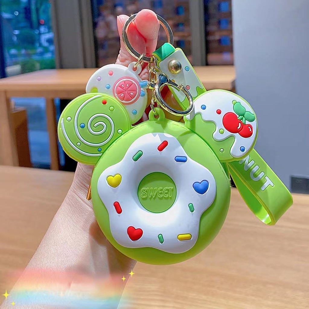 Hoạt Hình Túi Đựng Tiền Xu / Tai Nghe Hình Bánh donut Bằng silicone