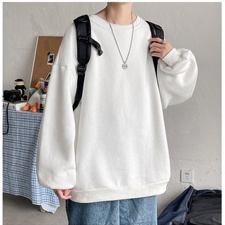 Áo sweater trơn nam nữ 2 màu đen, trắng form rộng, áo tay dài unisex nỉ bông dày mềm mịn cao cấp hot 2022