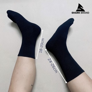 Tất vớ trơn trắng đen thể thao cổ trung cổ cao nam nữ vải dệt kim shark brand shark sock