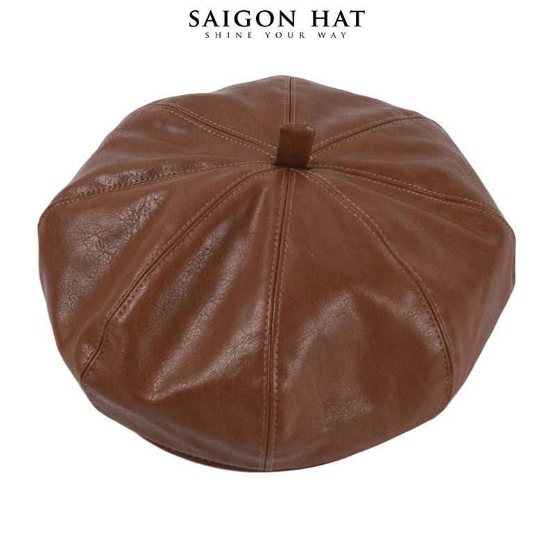 Mũ nồi nữ mũ beret nữ da cao cấp chuẩn form trái bí đẹp phong cách Hàn Quốc thời trang Thu Đông SAIGON HAT