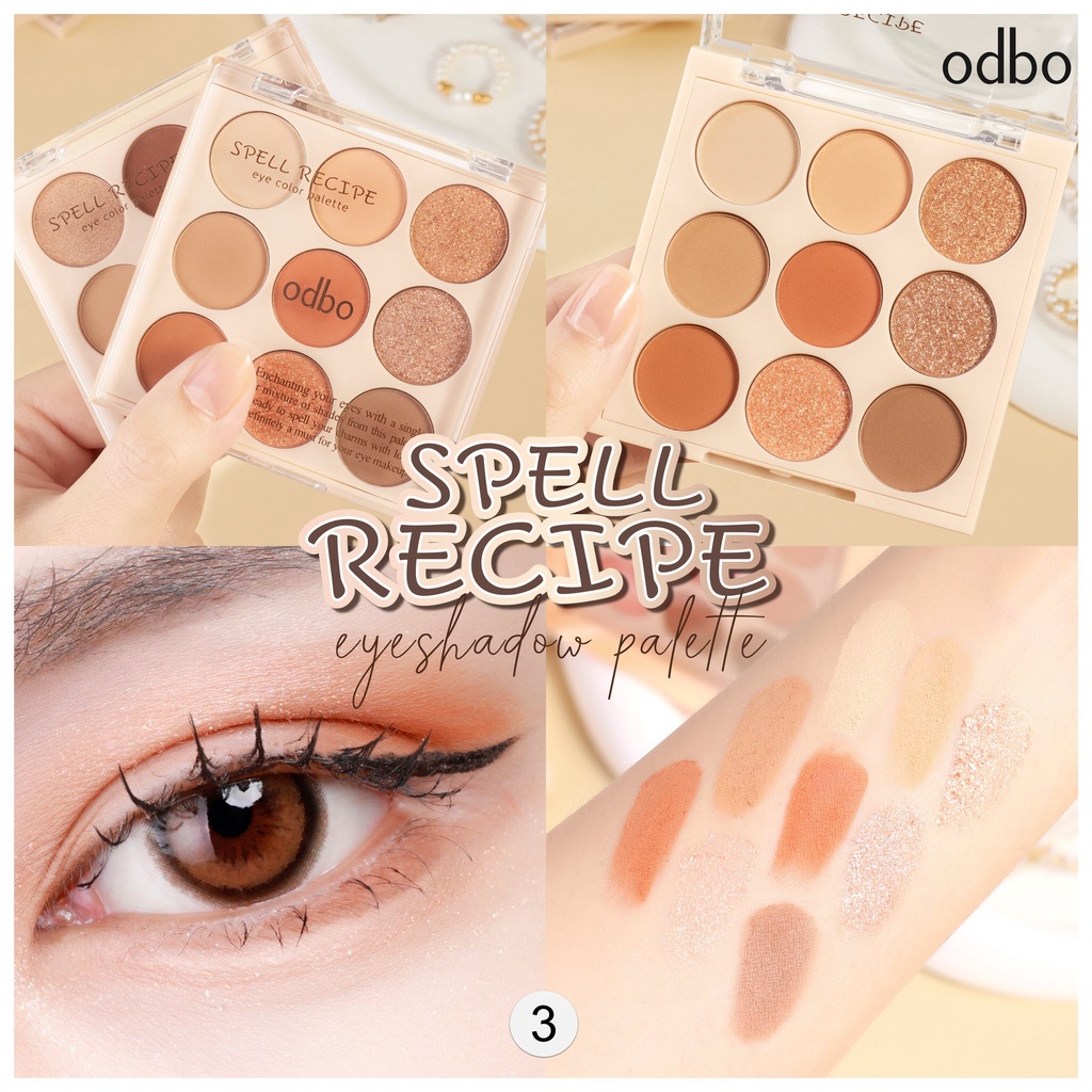 [Thái Lan] Bảng Phấn Mắt Gồm 9 Ô Màu Lì Và Ánh Nhũ Odbo Spell Recipe OD2005