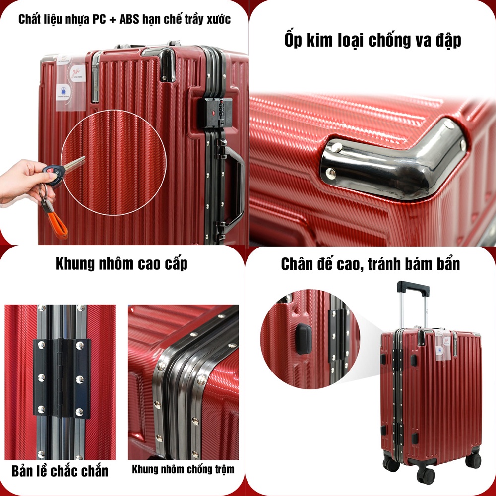 Vali khung nhôm nắp gập TRIP A91 size 24inch ký gửi hành lý bảo hành 5 năm