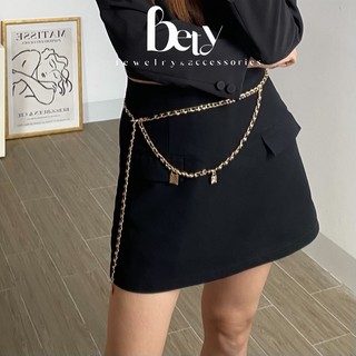Đai dây xích phối da, xích eo váy áo quần da belt phong cách hàn quốc