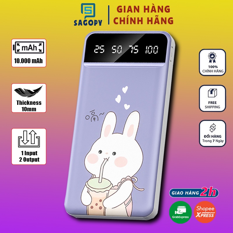 Pin sạc dự phòng S P 10000mAh không kèm dây mini có màn hình Led - Bảo hành 6 tháng