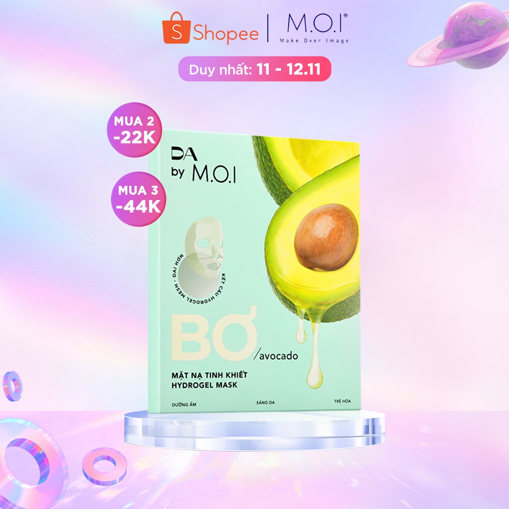 Set 3 miếng Mặt Nạ Bơ Tinh Khiết Hydrogel DA BY M.O.I Dưỡng ẩm - Sáng da - Trẻ hoá