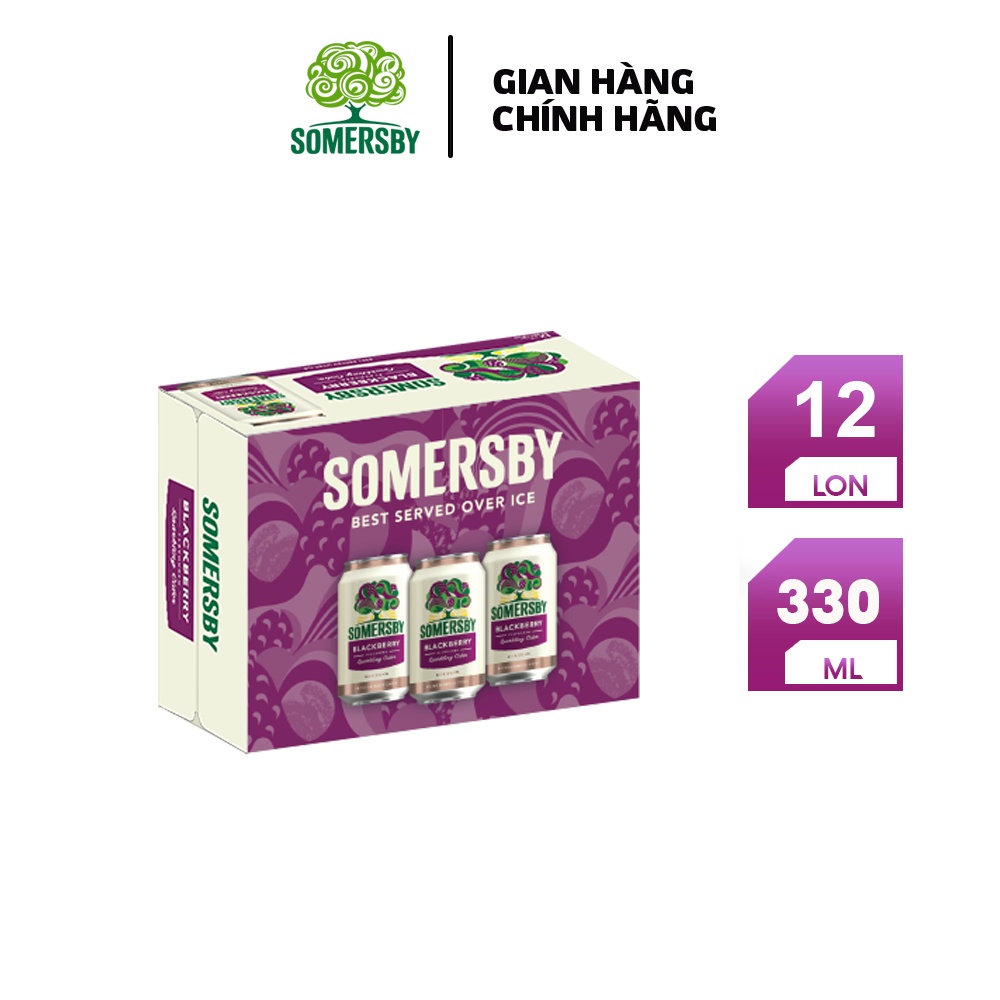 Thùng 12 Lon Nước Táo Lên Men Vị Mâm Xôi Somersby Blackberry (12x330ml)