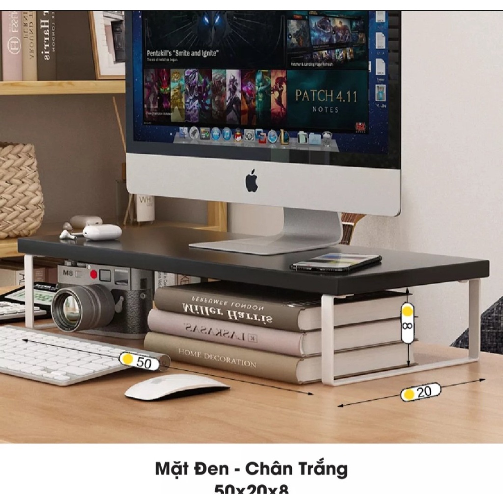 Kệ kê màn hình, laptop, mặt gỗ chân sắt sơn tĩnh điện, chắc chắn sang trọng xin xò ...