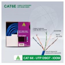 CÁP MẠNG 6E UTP VSP 0907 ( 100M ) LÕI CHỮ THẬP , DÂY DÙ TRỢ LỰC