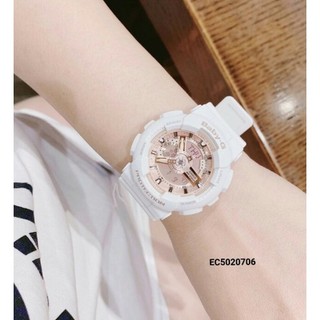 Đồng hồ nữ baby g ba-110rg-7a màu trắng mix cực xinh dáng thể thao