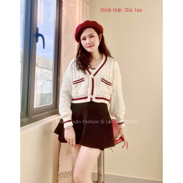 Hình thật khoác len cadigan crotop phong cách hàn  trẻ trung