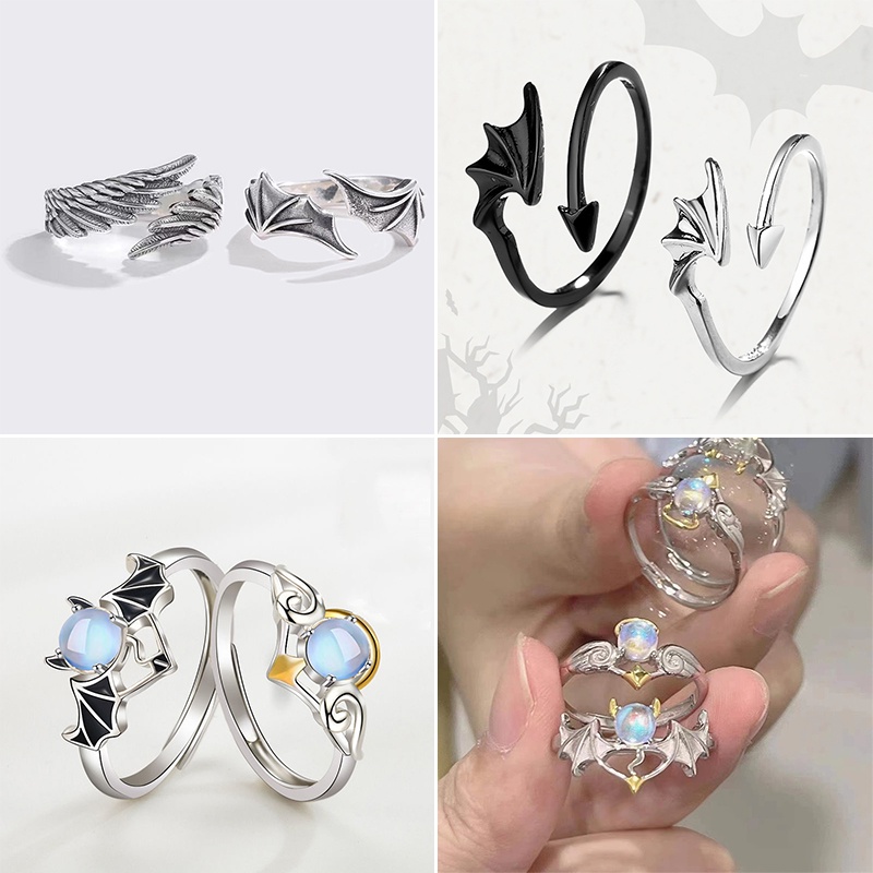 Set 1/ 2 nhẫn RINHOO FRIENDSHIP phong cách thiên thần ác quỷ độc đáo