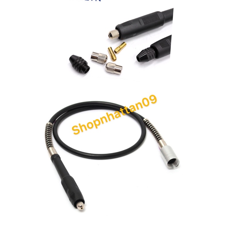 Dây truyền động màu đen nối dài cho máy khoan mài khắc mini đầu kẹp 3 chấu 0.5 đến 3mm   :