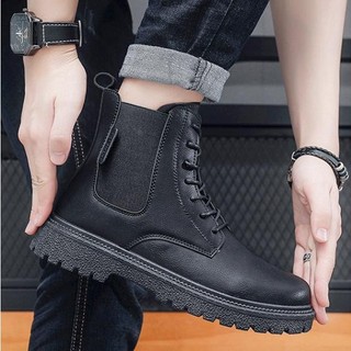 Giày boot nam màu đen cổ thun sole gn407