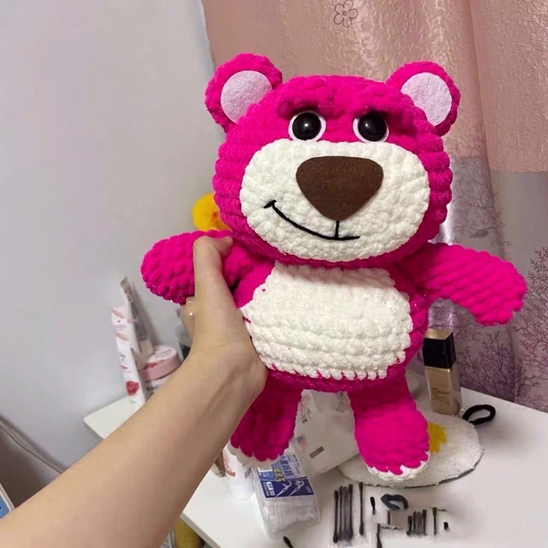 -Hàng có sẵn đan tay Gấu dâu tây hotrend quà tặng ý nghĩa Noel