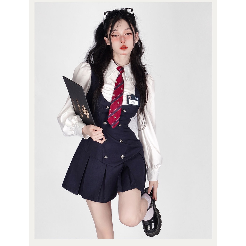 Set of Long Sleeve Waist Shirts + School Uniform Skirts