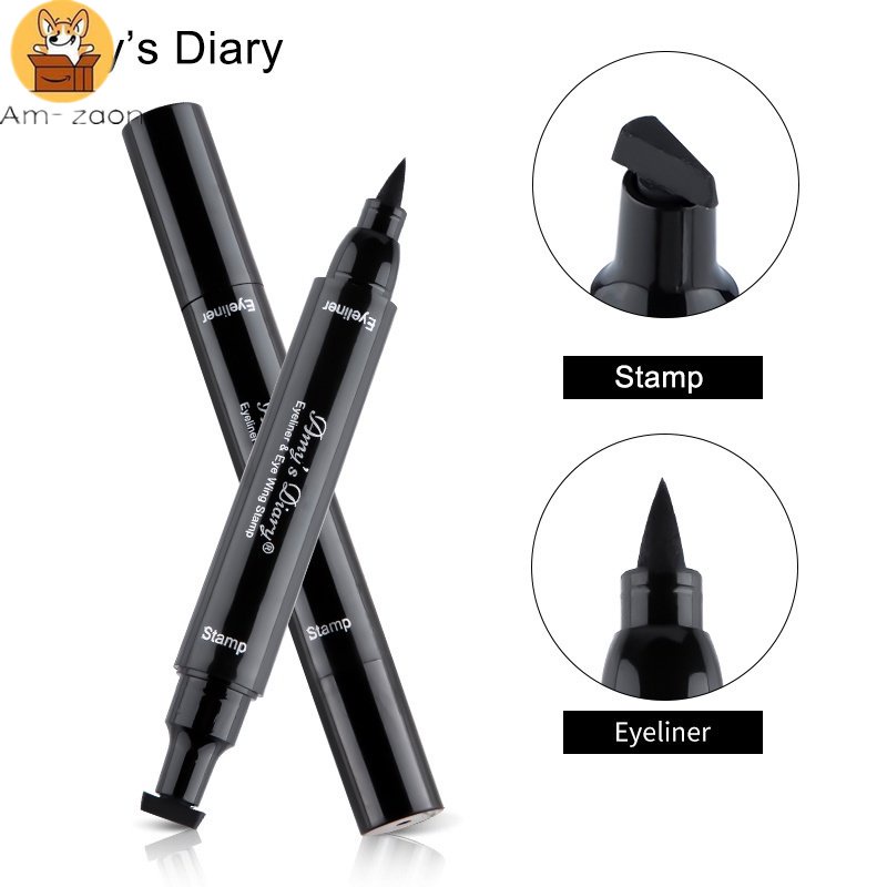 Bút Kẻ Mắt Dạng Lỏng 2 Trong 1 Màu Đen Tự Nhiên Lâu Trôi Chống Thấm Nước Dành Cho Người Mới Tập Trang Điểm