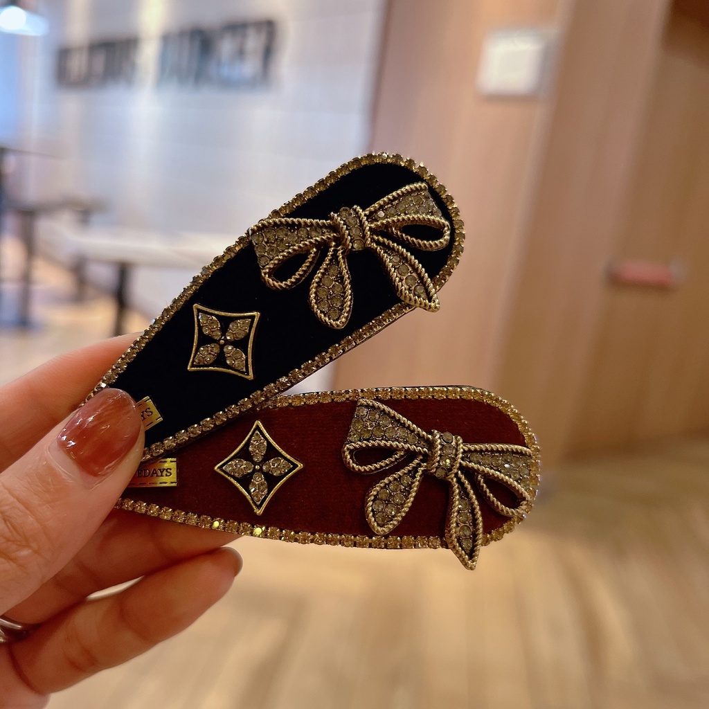 Kẹp Tóc Nơ Đính Đá Phong Cách Hàn Quốc