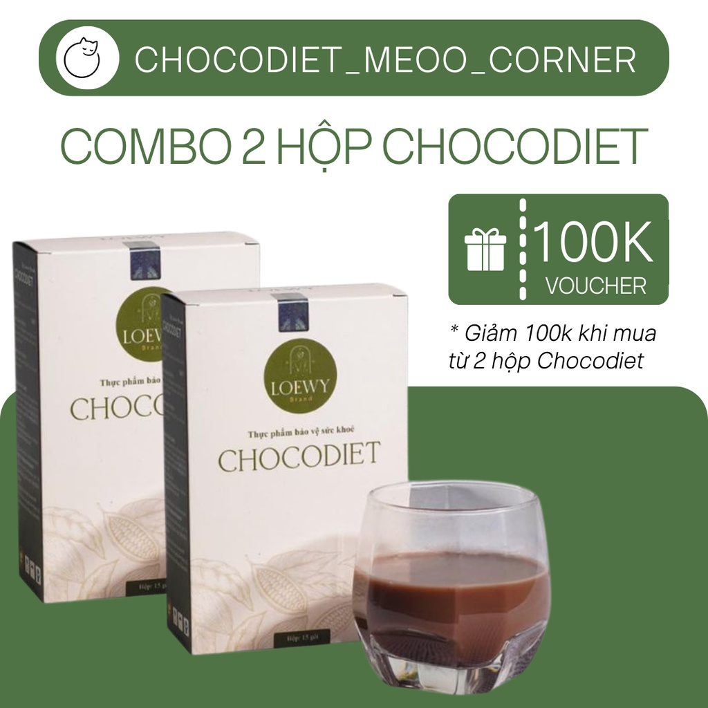 combo 2 hộp chocodiet giảm cân an toàn, giảm cân LOEWY BRAND - Mua 1 Tặng 1