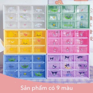 Tủ mini đa năng 6 ngăn 9 ngăn đựng phụ kiện decor bàn học-Kệ 9 ngăn đựng đồ mini để bàn