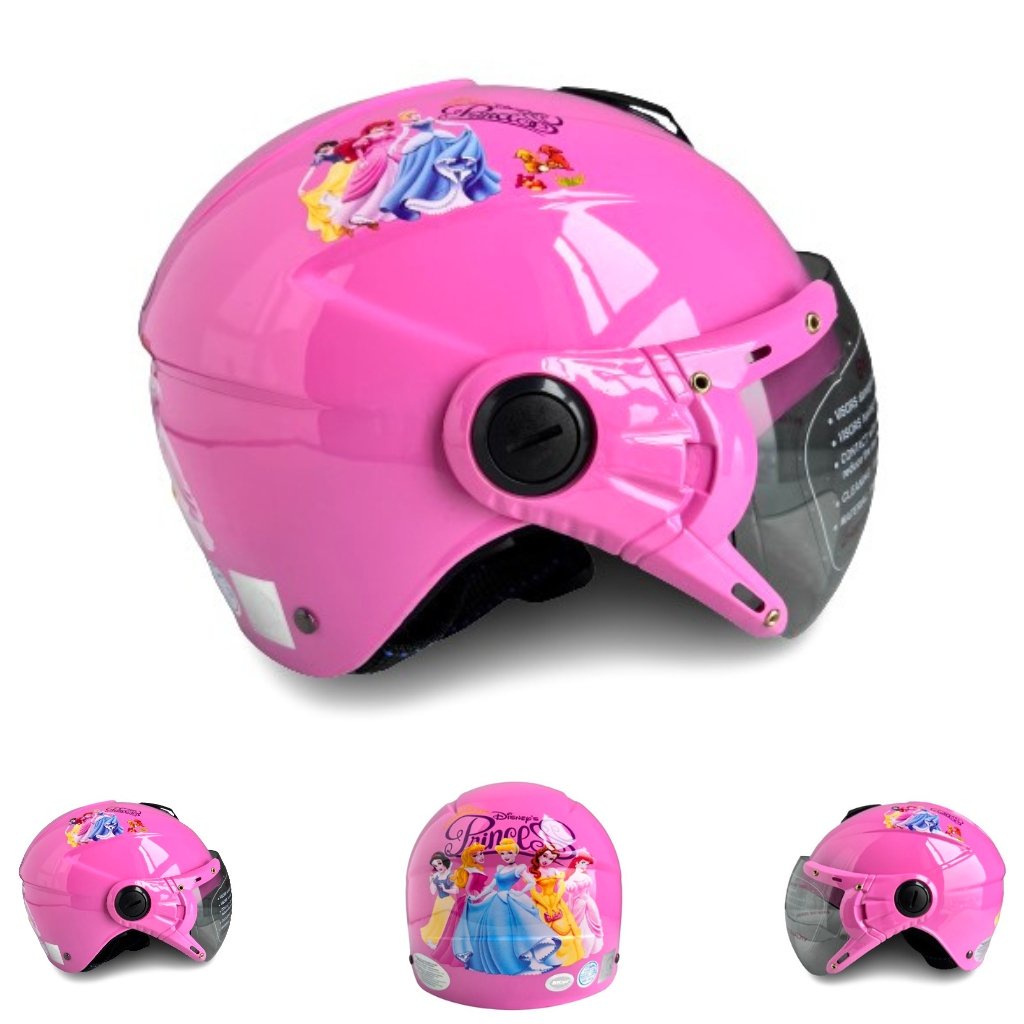 Mũ bảo hiểm trẻ em BKtec BK14 Phấn công chúa Disney dành cho bé từ 5 đến 10 tuổi, bé nặng dưới 30kg, Vòng đầu từ 52-54cm