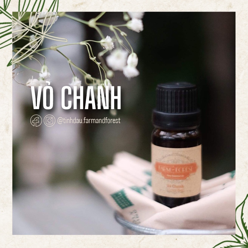 Tinh Dầu Vỏ Chanh 10ml, Tinh Dầu Thiên Nhiên Nguyên Chất, Farm & Forest, Thư Giãn, Trầm Tĩnh, Khử Mùi, Sảng Khoái