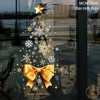 Decal Trang Trí Noel Hình Cây Thông Và Nơ Vàng Dán Tinh Điện - Phụ Kiện Trang Trí Dịp Lễ Tết 2024