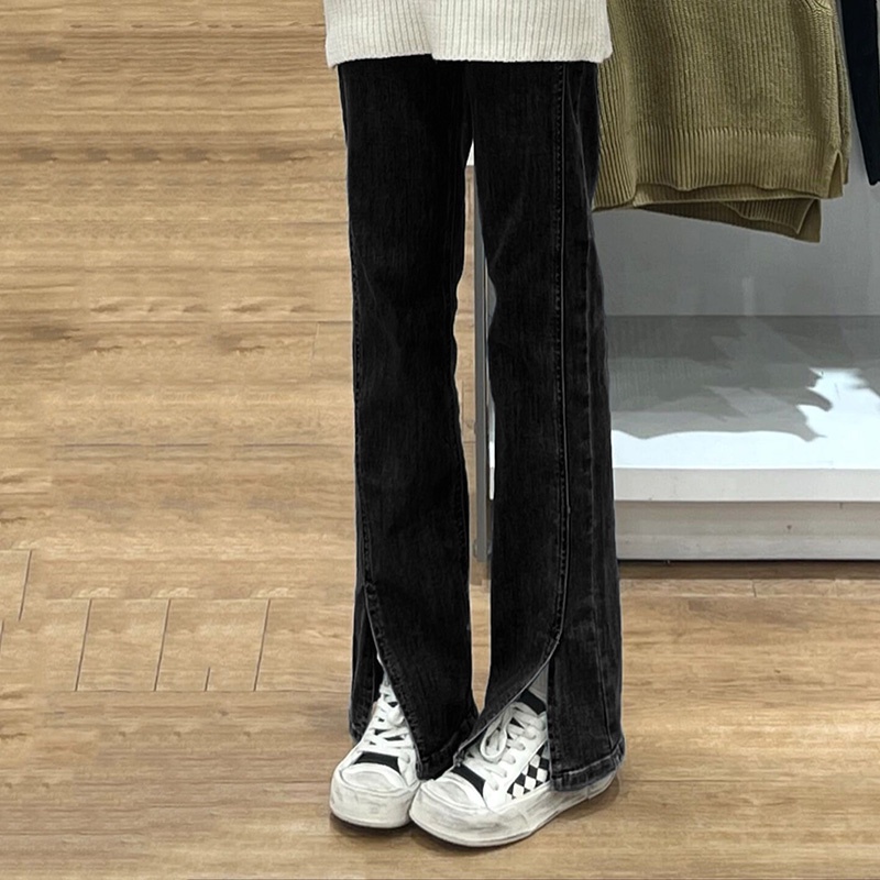 IELGYQuần Jean Dài Lưng Cao Dáng Ôm Xẻ Tà Thời Trang Cá Tính Cho Nữ